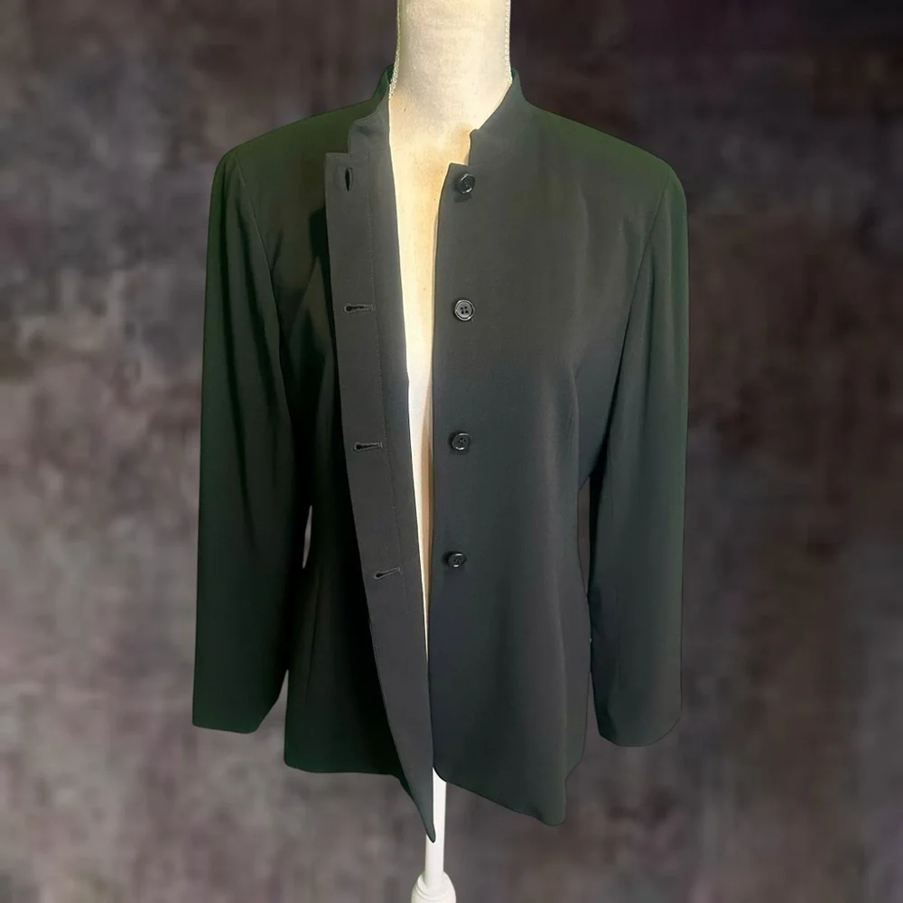 Emanuel Ungaro Black Wool Button-Up Suit Jacket Size 12